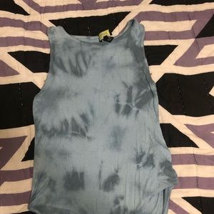 forever 21 muscle tank body suit blue tie dye